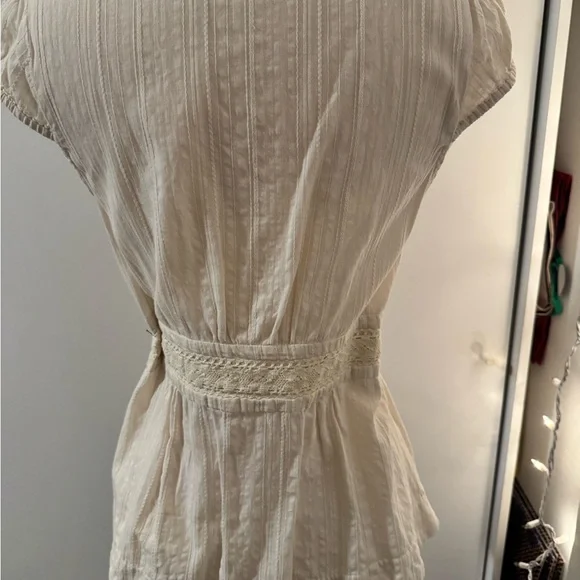 Anthropologie Elegant Cream Lace Trim Blouse - Picture 5 of 8